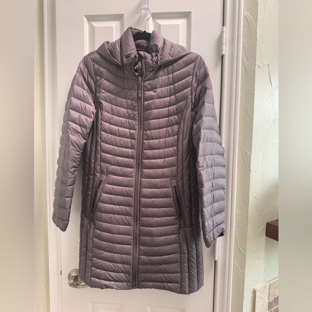 3/4 length polyfill packable hooded coat